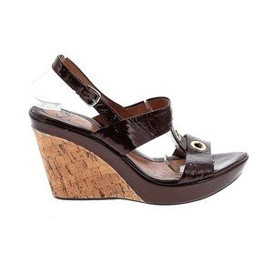 Sofft Patent Leather Grommet Cork Wedges